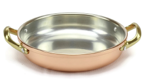 FRIGIDEIRA DE COBRE 20CM C/ 2 ASAS C/ INTERIOR INOX